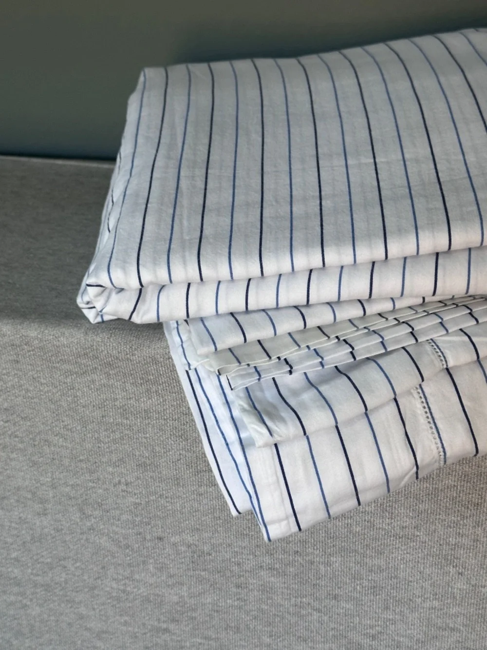 Restoration Hardware Italian Cotton Pinstripe King Duvet Cover